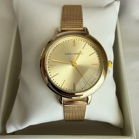 Gold Mesh Watch Womens New Laura Ashley - Picture 2 of 6
